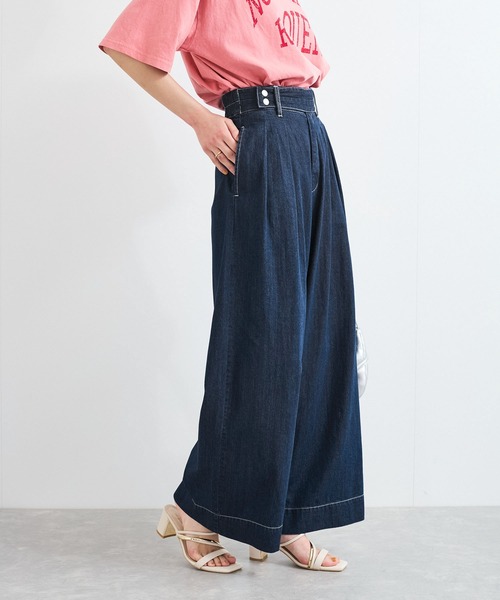 VIS（ビス）の「タックデザインリラックスデニムパンツ（デニムパンツ・レディース・ブルー/サックスブルー・S/M）」の2枚目の写真