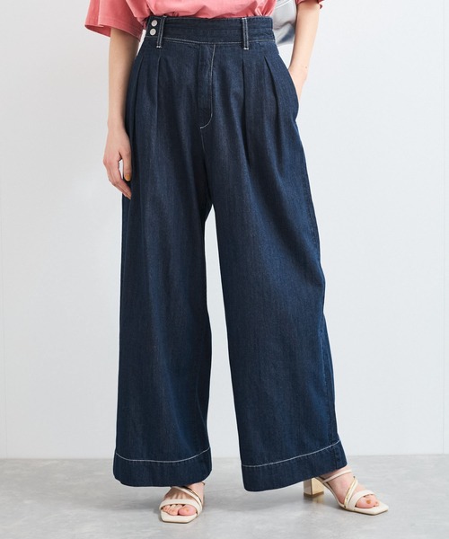 VIS（ビス）の「タックデザインリラックスデニムパンツ（デニムパンツ・レディース・ブルー/サックスブルー・S/M）」の4枚目の写真