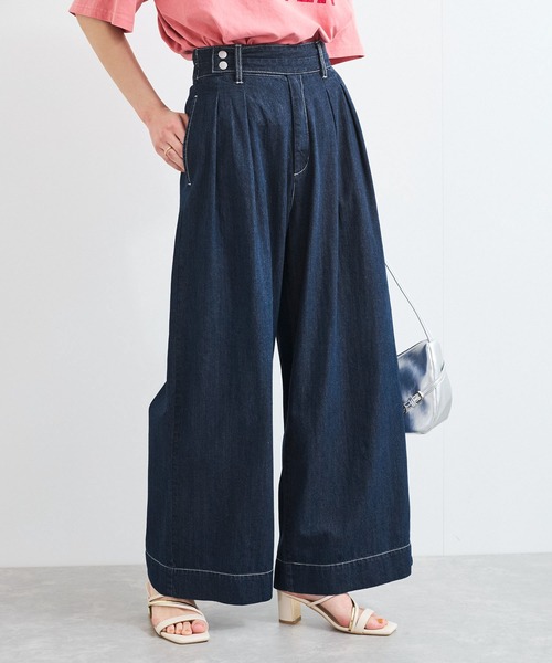 VIS（ビス）の「タックデザインリラックスデニムパンツ（デニムパンツ・レディース・ブルー/サックスブルー・S/M）」の5枚目の写真