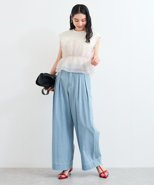 VIS（ビス）の「タックデザインリラックスデニムパンツ（デニムパンツ・レディース・ブルー/サックスブルー・S/M）」の16枚目の写真