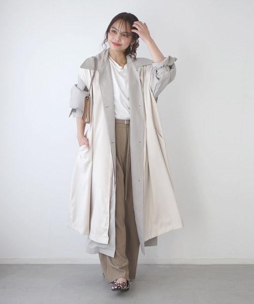 Ehre style(エーレスタイル)の「最高生地感!とろっと×さらっとベルト付きワイドパンツ(スラックス・レディース・チャコールグレー/ピンク/ベージュ・L/M)」の10枚目の写真
