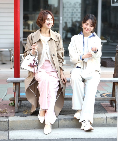 Ehre style(エーレスタイル)の「最高生地感!とろっと×さらっとベルト付きワイドパンツ(スラックス・レディース・チャコールグレー/ピンク/ベージュ・L/M)」の6枚目の写真