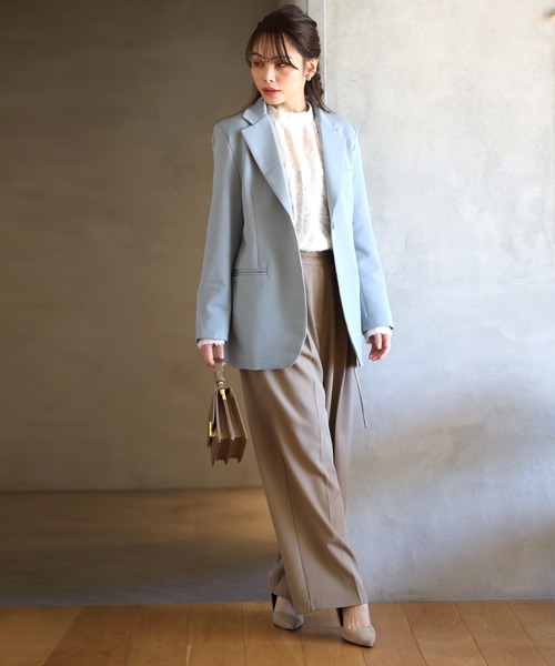 Ehre style(エーレスタイル)の「最高生地感!とろっと×さらっとベルト付きワイドパンツ(スラックス・レディース・チャコールグレー/ピンク/ベージュ・L/M)」の13枚目の写真