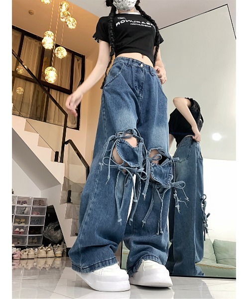 almo(アルモ)の「ハートホロウアウトデニムパンツ(BQ)(デニムパンツ・レディース・ブルー・MEDIUM)」の5枚目の写真
