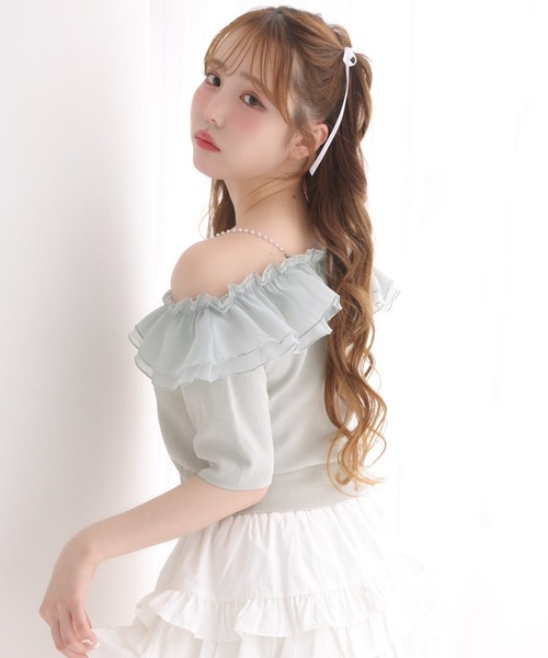 one after another NICE CLAUP(ワンアフターアナザーナイスクラップ)の「パールオフショルニット(ニット/セーター・レディース・ベージュ/ネイビー/オフホワイト/グレー・FREE)」の21枚目の写真