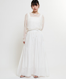 SOFFITTO（ソフィット）の「インド綿配色ゴムシャーリングギャザースカート（スカート）」