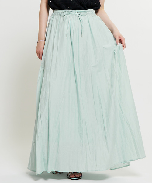 SOFFITTO（ソフィット）の「インド綿配色ゴムシャーリングギャザースカート（スカート・レディース・ミント/ブラック/ホワイト・S/M）」の3枚目の写真