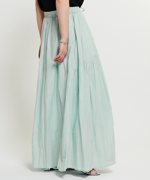 SOFFITTO（ソフィット）の「インド綿配色ゴムシャーリングギャザースカート（スカート・レディース・ミント/ブラック/ホワイト・S/M）」の6枚目の写真