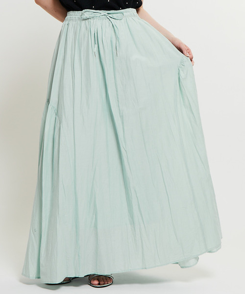 SOFFITTO（ソフィット）の「インド綿配色ゴムシャーリングギャザースカート（スカート・レディース・ミント/ブラック/ホワイト・S/M）」の8枚目の写真