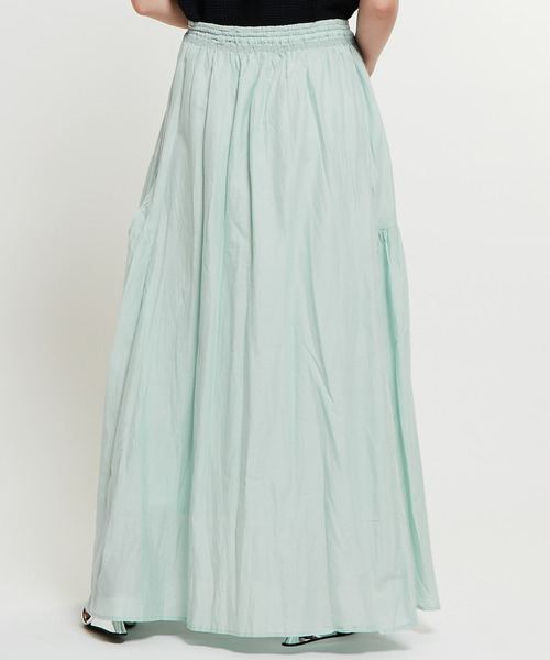 SOFFITTO（ソフィット）の「インド綿配色ゴムシャーリングギャザースカート（スカート・レディース・ミント/ブラック/ホワイト・S/M）」の9枚目の写真