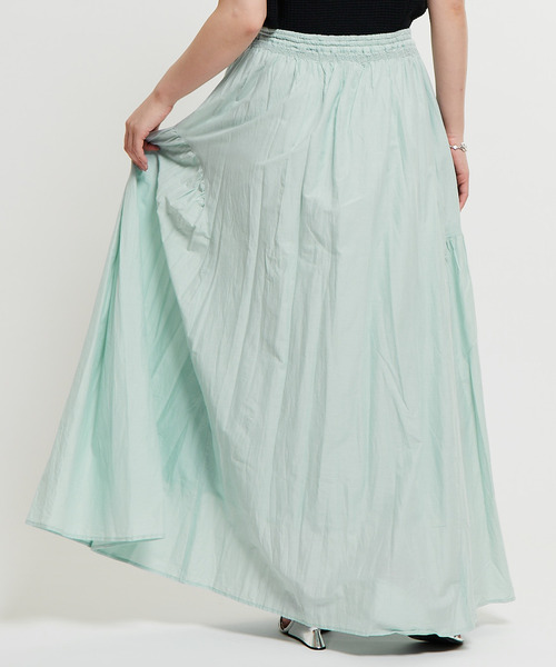 SOFFITTO（ソフィット）の「インド綿配色ゴムシャーリングギャザースカート（スカート・レディース・ミント/ブラック/ホワイト・S/M）」の10枚目の写真