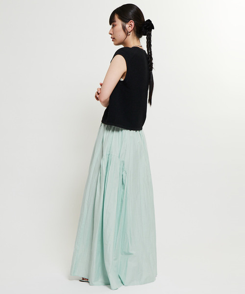 SOFFITTO（ソフィット）の「インド綿配色ゴムシャーリングギャザースカート（スカート・レディース・ミント/ブラック/ホワイト・S/M）」の13枚目の写真