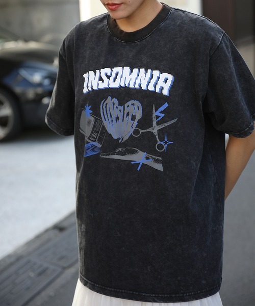 HOOK(フック)の「HOOK -original- ヴィンテージ風ウォッシュプリントビッグTEE (SS)(Tシャツ/カットソー・メンズ・ブラック/ネイビー/グレー/ワインレッド・X-LARGE/MEDIUM/LARGE)」の2枚目の写真