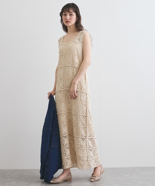 VICKY（ビッキー）の「クロシェロングワンピース≪手洗い可能≫（ワンピース・レディース・オフホワイト/ブルー・M）」の3枚目の写真