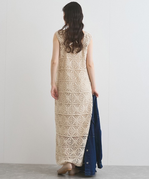 VICKY（ビッキー）の「クロシェロングワンピース≪手洗い可能≫（ワンピース・レディース・オフホワイト/ブルー・M）」の5枚目の写真