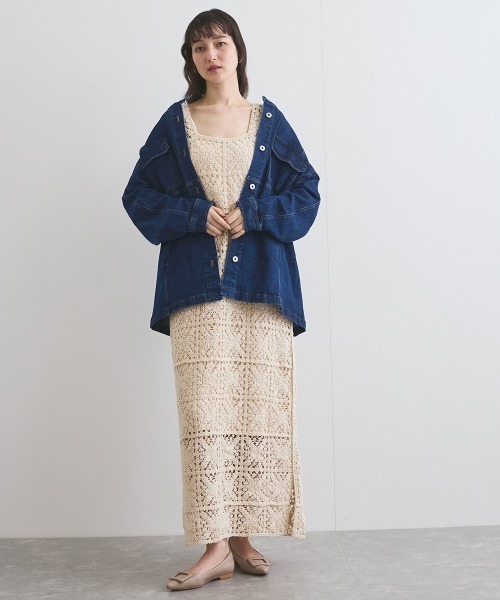 VICKY（ビッキー）の「クロシェロングワンピース≪手洗い可能≫（ワンピース・レディース・オフホワイト/ブルー・M）」の6枚目の写真