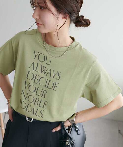 DISCOAT(ディスコート)の「【WEB限定】ALWAYSコンパクトTシャツ(Tシャツ/カットソー・レディース・ネイビー/ホワイト/グレイッシュベージュ/アイボリー/カーキ/グレー/ブラック・MEDIUM)」の6枚目の写真