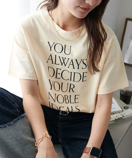 DISCOAT(ディスコート)の「【WEB限定】ALWAYSコンパクトTシャツ(Tシャツ/カットソー・レディース・ネイビー/ホワイト/グレイッシュベージュ/アイボリー/カーキ/グレー/ブラック・MEDIUM)」の3枚目の写真