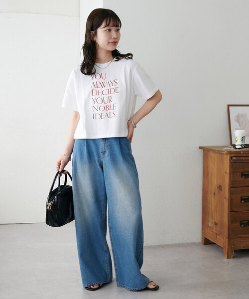 DISCOAT(ディスコート)の「【WEB限定】ALWAYSコンパクトTシャツ(Tシャツ/カットソー・レディース・ネイビー/ホワイト/グレイッシュベージュ/アイボリー/カーキ/グレー/ブラック・MEDIUM)」の10枚目の写真