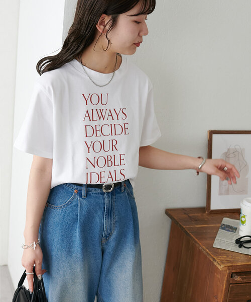 DISCOAT(ディスコート)の「【WEB限定】ALWAYSコンパクトTシャツ(Tシャツ/カットソー・レディース・ネイビー/ホワイト/グレイッシュベージュ/アイボリー/カーキ/グレー/ブラック・MEDIUM)」の13枚目の写真