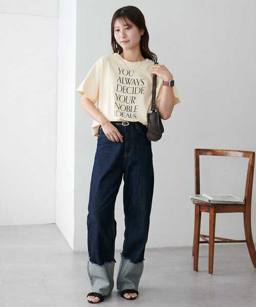 DISCOAT(ディスコート)の「【WEB限定】ALWAYSコンパクトTシャツ(Tシャツ/カットソー・レディース・ネイビー/ホワイト/グレイッシュベージュ/アイボリー/カーキ/グレー/ブラック・MEDIUM)」の19枚目の写真