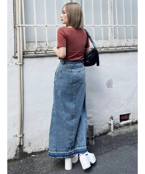 MURUA（ムルーア）の「パターンデザインデニムロングスカート（デニム