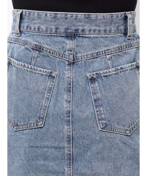 MURUA（ムルーア）の「パターンデザインデニムロングスカート（デニムスカート・レディース・ブラック/ブルー・1/2）」の20枚目の写真