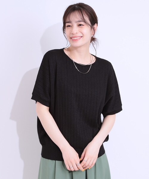 DRESKIP(ドレスキップ)の「【二の腕カバー】さりげないラメが上品見え リブドルマンニット(ニット/セーター・レディース・グリーン系/ブラック/シルバー/ゴールド・00)」の13枚目の写真