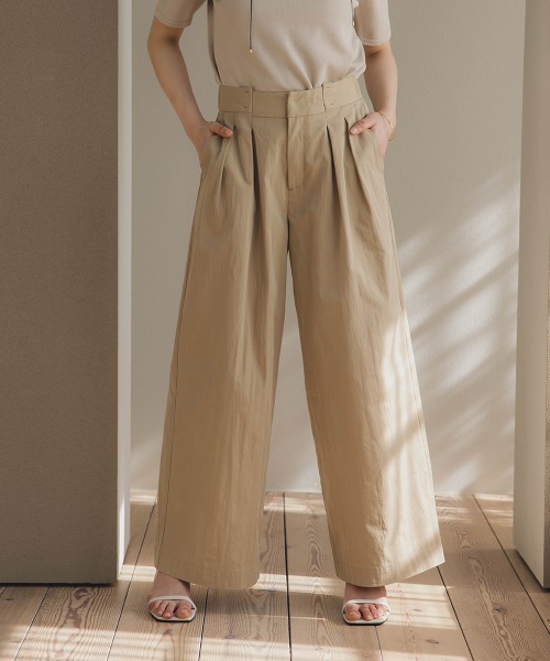 Petitjo（プッチージョ）の「小さいサイズ　ダブルタックワイドパンツ　低身長さん・小柄女性（その他パンツ・レディース・ネイビー/ベージュ・PSS/PS/PM/PL）」の3枚目の写真