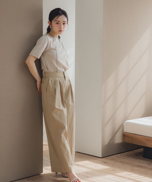 Petitjo（プッチージョ）の「小さいサイズ　ダブルタックワイドパンツ　低身長さん・小柄女性（その他パンツ・レディース・ネイビー/ベージュ・PSS/PS/PM/PL）」の4枚目の写真