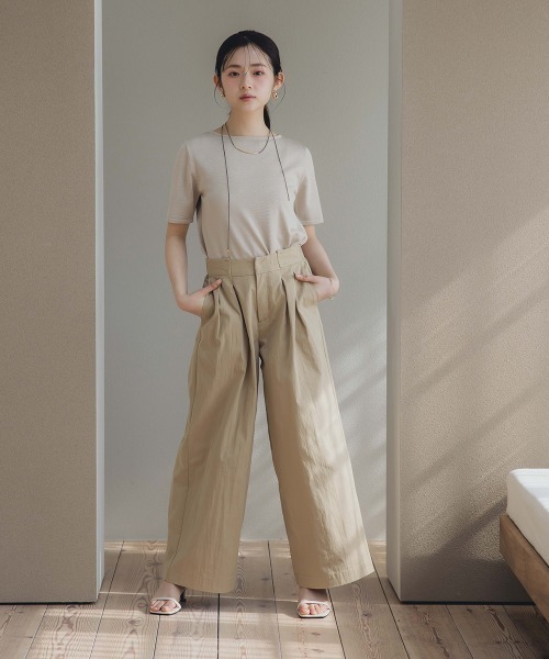 Petitjo（プッチージョ）の「小さいサイズ　ダブルタックワイドパンツ　低身長さん・小柄女性（その他パンツ・レディース・ネイビー/ベージュ・PSS/PS/PM/PL）」の5枚目の写真