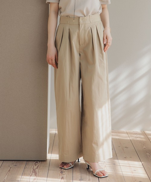 Petitjo（プッチージョ）の「小さいサイズ　ダブルタックワイドパンツ　低身長さん・小柄女性（その他パンツ・レディース・ネイビー/ベージュ・PSS/PS/PM/PL）」の9枚目の写真