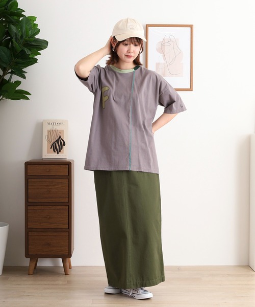 Emago(イマゴ)の「EMAGO FとBパッチワーク刺繍Tシャツ(Tシャツ/カットソー・レディース・レッド/ホワイト/チャコールグレー・FREE)」の18枚目の写真
