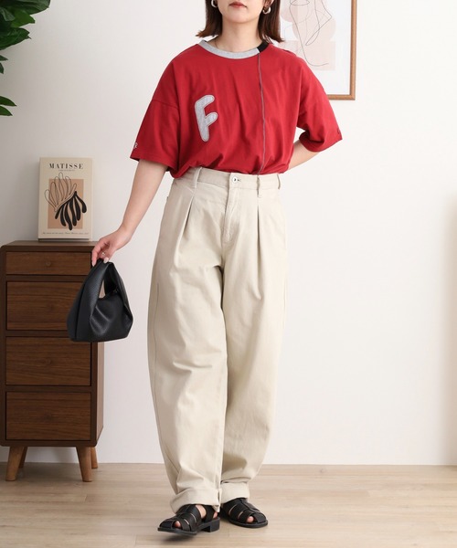 Emago(イマゴ)の「EMAGO FとBパッチワーク刺繍Tシャツ(Tシャツ/カットソー・レディース・レッド/ホワイト/チャコールグレー・FREE)」の12枚目の写真