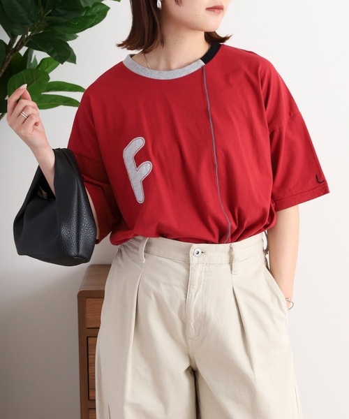 Emago(イマゴ)の「EMAGO FとBパッチワーク刺繍Tシャツ(Tシャツ/カットソー・レディース・レッド/ホワイト/チャコールグレー・FREE)」の16枚目の写真