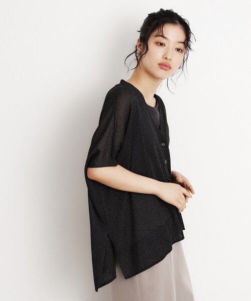 THE SHOP TK （ザ ショップ ティーケー ）の「ポンチョカーディガン【洗える/体型カバー】（カーディガン/ボレロ・レディース・ナチュラル/ブラック/ダークブラウン・99）」の4枚目の写真