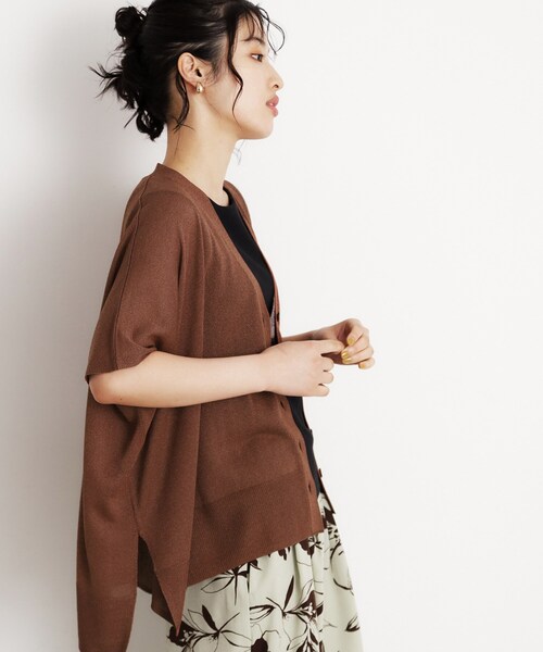 THE SHOP TK （ザ ショップ ティーケー ）の「ポンチョカーディガン【洗える/体型カバー】（カーディガン/ボレロ・レディース・ナチュラル/ブラック/ダークブラウン・99）」の7枚目の写真