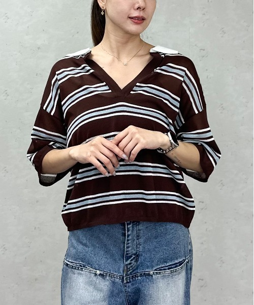 tシャツ キーネックプルオーバー レディース CIENA tシャツ キーネックショルダータックプルオーバー