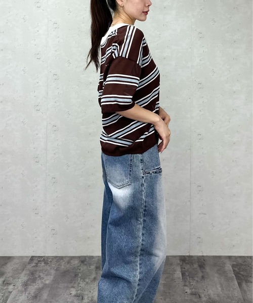Per sist ence(パーシエンス)の「ラガーキーネックシアーニットプルオーバー(ポロシャツ・レディース・ブラウン/グレー・ONE SIZE)」の8枚目の写真