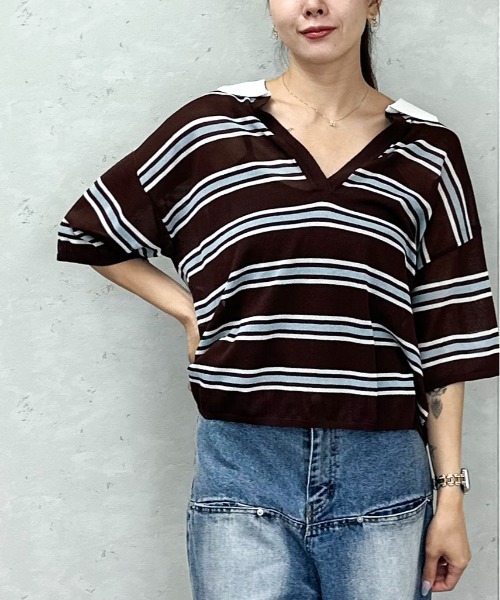 セール】ポロキーネックニットプルオーバー（Tシャツ/カットソー