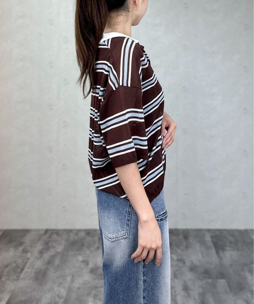 Per sist ence(パーシエンス)の「ラガーキーネックシアーニットプルオーバー(ポロシャツ・レディース・ブラウン/グレー・ONE SIZE)」の18枚目の写真