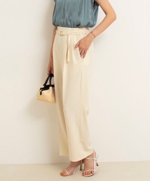 MICO COULIER（ミコクリエ）の「ソフト＆ドライタッチベルテッドパンツ（その他パンツ・レディース・チャコールグレー/キナリ・36/38）」の5枚目の写真