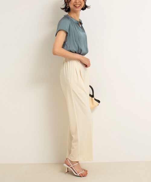 MICO COULIER（ミコクリエ）の「ソフト＆ドライタッチベルテッドパンツ（その他パンツ・レディース・チャコールグレー/キナリ・36/38）」の6枚目の写真