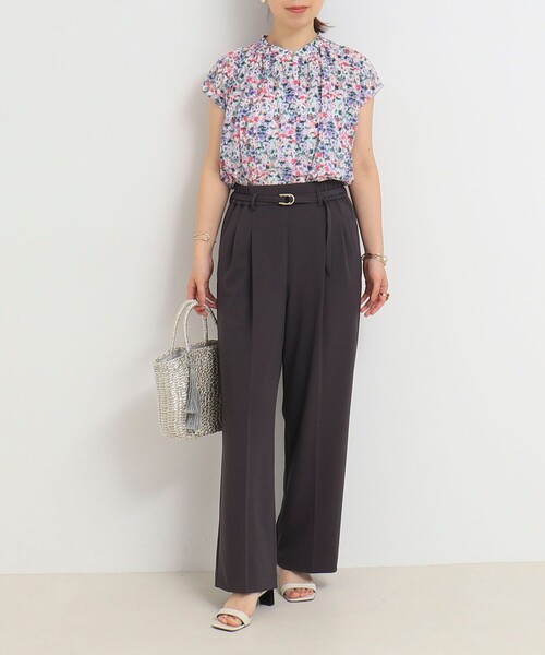 MICO COULIER（ミコクリエ）の「ソフト＆ドライタッチベルテッドパンツ（その他パンツ・レディース・チャコールグレー/キナリ・36/38）」の7枚目の写真