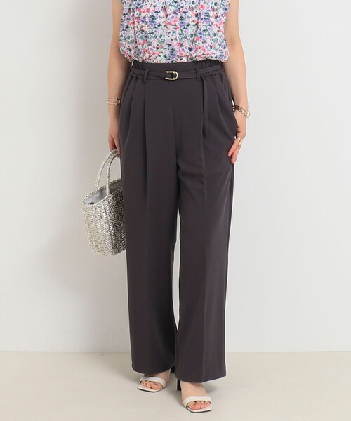 MICO COULIER（ミコクリエ）の「ソフト＆ドライタッチベルテッドパンツ（その他パンツ・レディース・チャコールグレー/キナリ・36/38）」の8枚目の写真