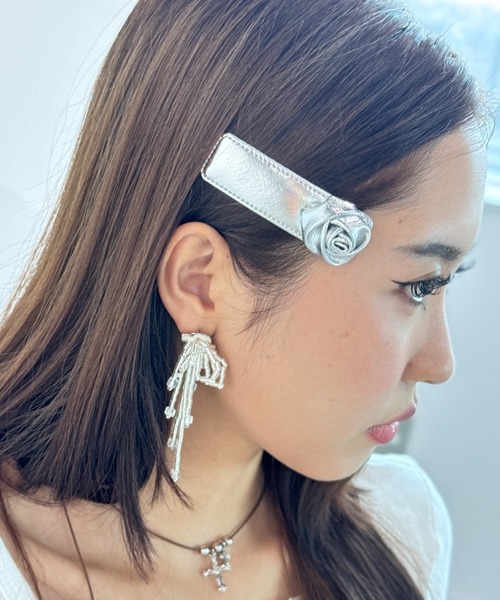 セール】【ローズ】メタリックヘアピン（ヘアピン）｜Y2K