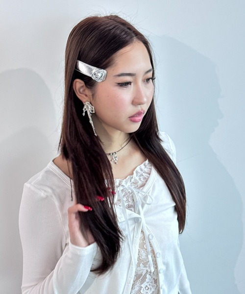 セール】【ローズ】メタリックヘアピン（ヘアピン）｜Y2K