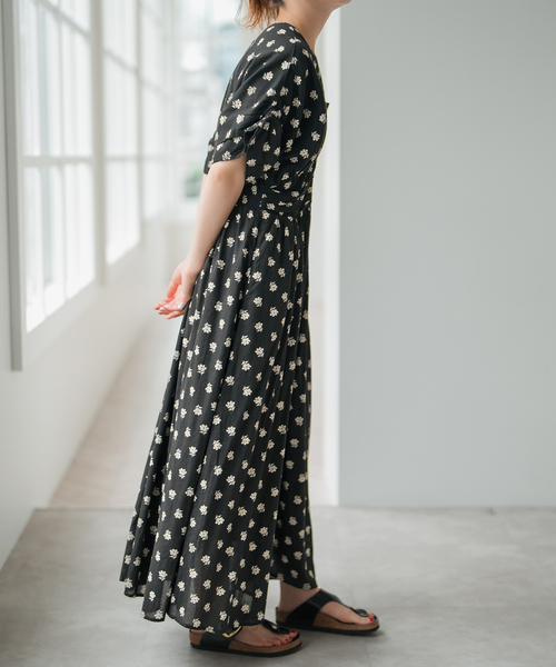 ne Quittez pas / ヌキテパ WAIST GATHER DRESS Cotton Jacquard Waist Gather Dress | Pasand by ne Quittez
