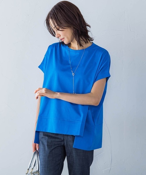 LAUTREAMONT(ロートレアモン)の「ラウンドヘムフライスカットソー≪手洗い可能≫(Tシャツ/カットソー・レディース・チャコールグレー/ブラック/ホワイト/ブルー/オレンジ/ブラウン/グリーン・9号)」の7枚目の写真