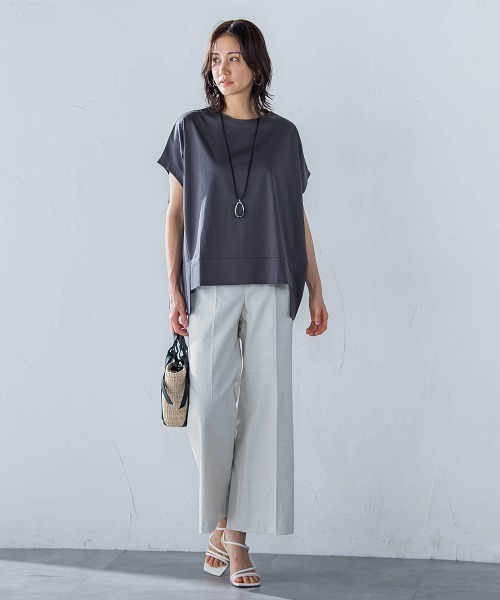 LAUTREAMONT(ロートレアモン)の「ラウンドヘムフライスカットソー≪手洗い可能≫(Tシャツ/カットソー・レディース・チャコールグレー/ブラック/ホワイト/ブルー/オレンジ/ブラウン/グリーン・9号)」の15枚目の写真